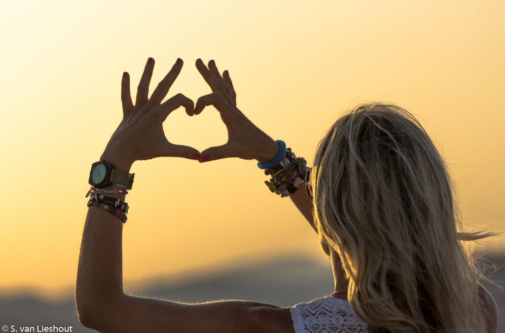 Op een catamaran de zonsondergang tegemoet